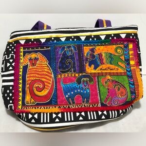 Laurel Burch Multicolor Dog Design Shoulder Bag